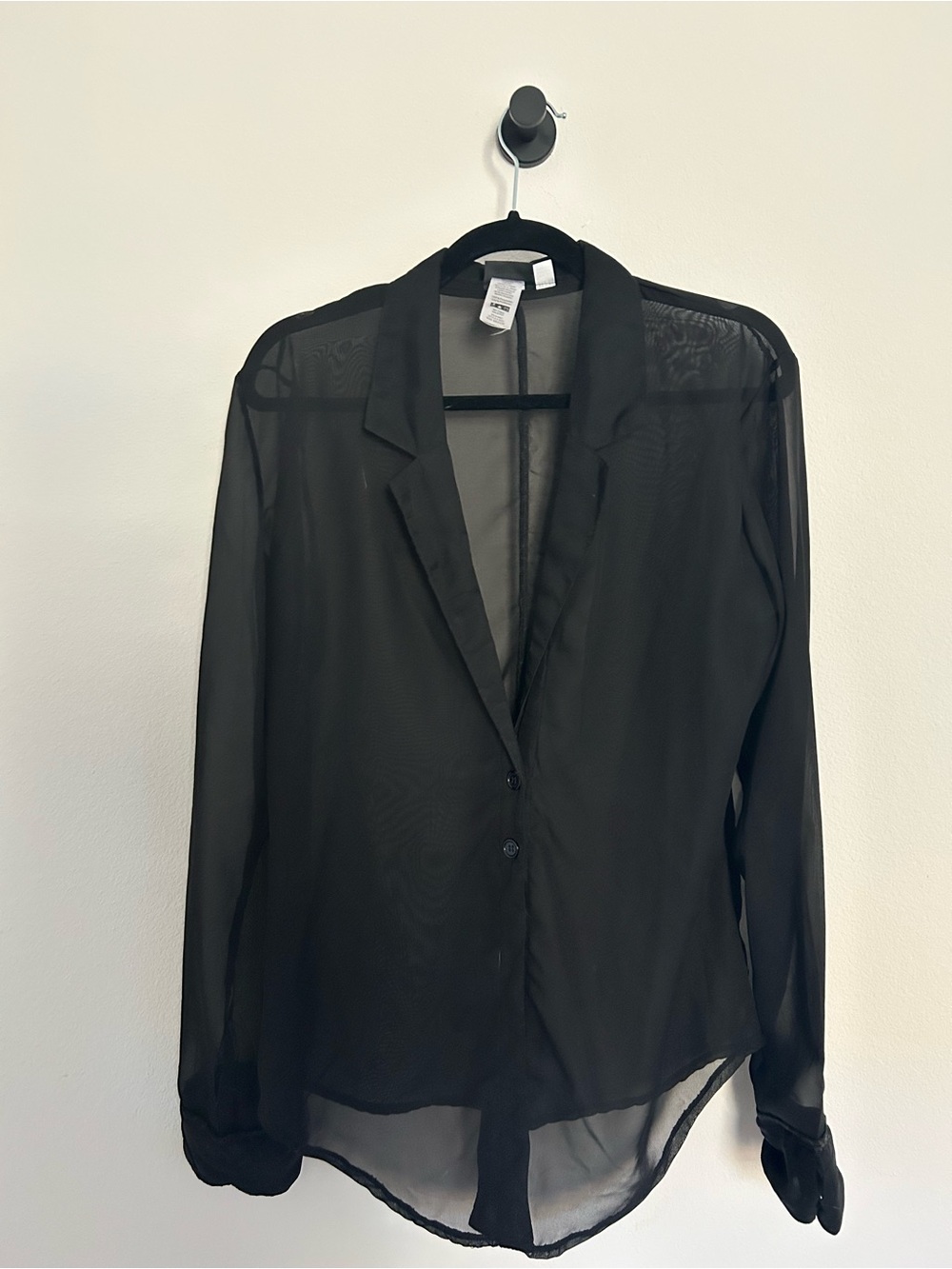 Dreamgirl Black Sheer Button-Front Blouse